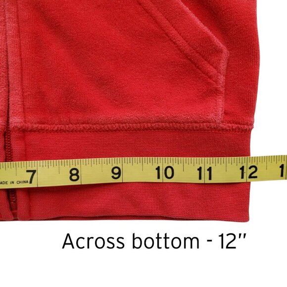 Juicy Couture Girl’s Red Velour Shiny Puppy Rhinestone Crown Graphic Hoodie 6/7 - Picture 7 of 12